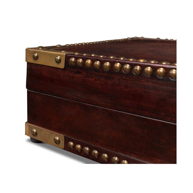 Brown Campaign Style Leather Box For Sale - Image 8 of 11