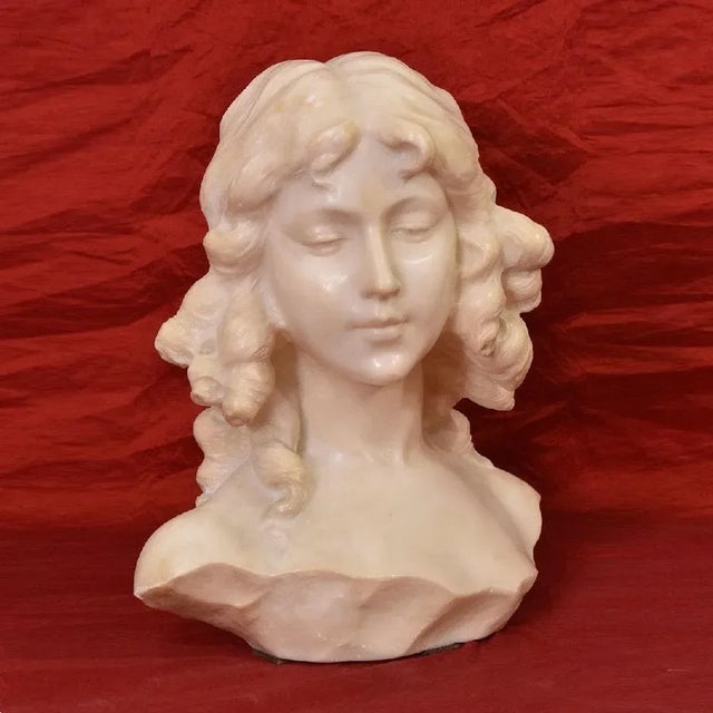 Bust of Young Girl, 19th Century, Marble For Sale - Image 3 of 12