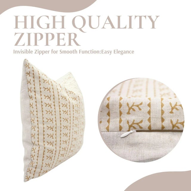 Art Deco Fabdivine Handmade Block Print Pillow Cover Farmhouse & Aesthetic Room Decor Cushion, Home Gift Size- 20x20- Phool Daali For Sale - Image 3 of 5