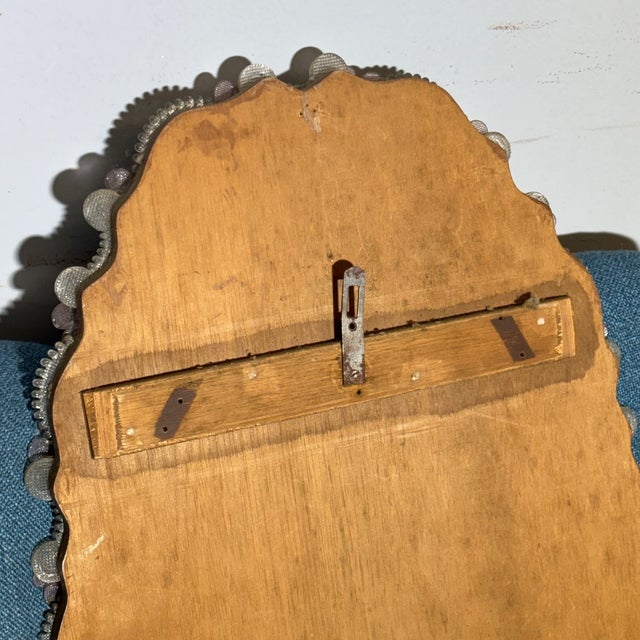 Mid-Century Modern Oval Murano Glass Mirror with Pink Flowers, 1950s For Sale - Image 6 of 11