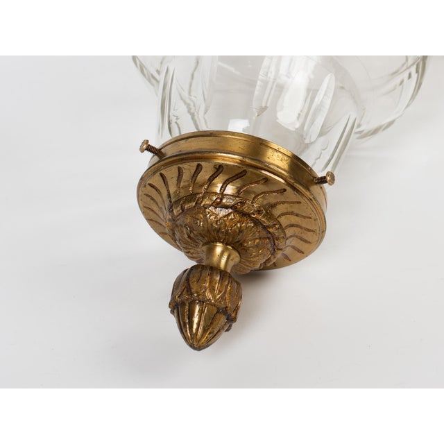 1950s Gilt Bronze & Molded Glass Versailles Style Hall Lantern For Sale - Image 11 of 13