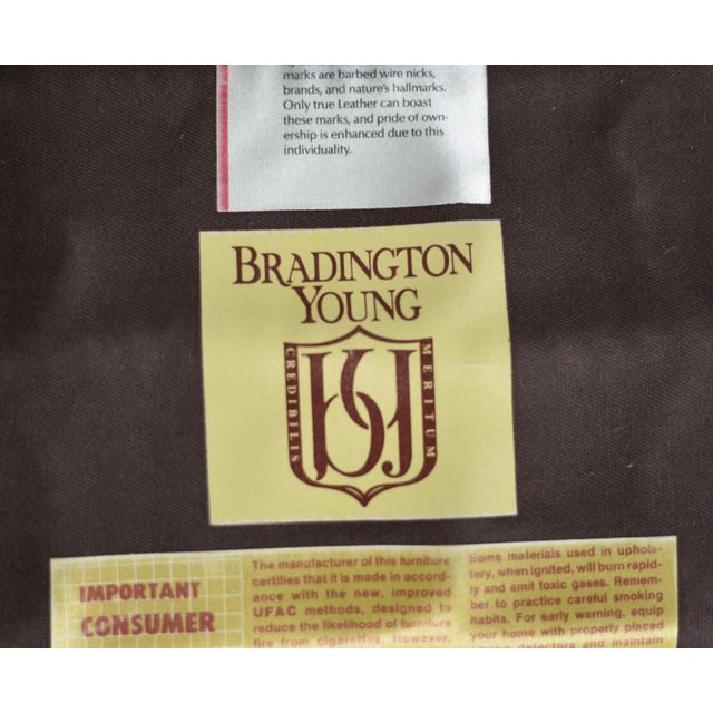 Vintage Traditional Oxblood Leather Wingback Reclining Library Chair by Bradington Young For Sale - Image 14 of 15