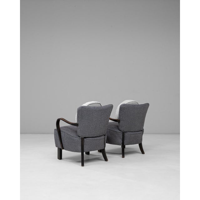 1940s 1940s Czech Art Deco Upholstered Armchairs With Round Pillows - A Pair For Sale - Image 5 of 18