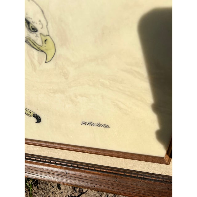 2010s Large Framed Vintage Eagle Faux Marble Carving by d.r. Miller For Sale - Image 5 of 11