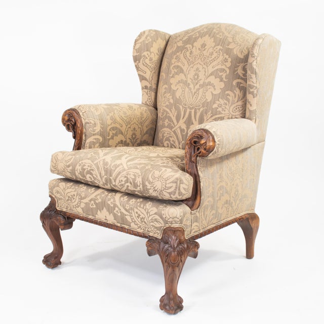 Late 20th Century George II Style Walnut Wing Armchair by Mike Bell For Sale - Image 4 of 18