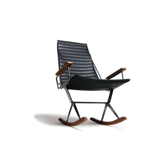 Gerald McCabe for Brown Saltman Steel and Walnut Mid-Century Rocking Chair, Attributed For Sale - Image 12 of 12
