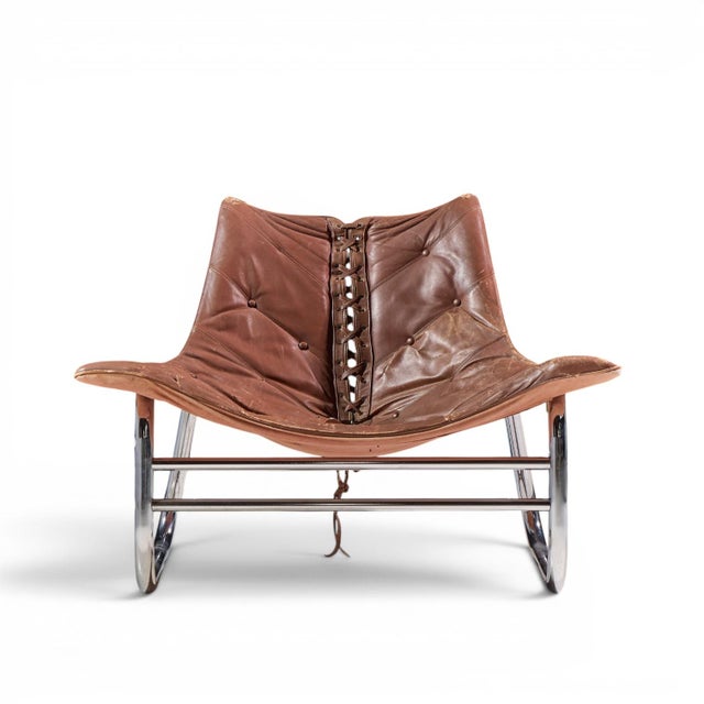 Mid 20th Century Johan Bertil Häggström for Swed-Form Mid Century Swedish Leather and Chrome Corset Chairs - Pair For Sale - Image 5 of 12