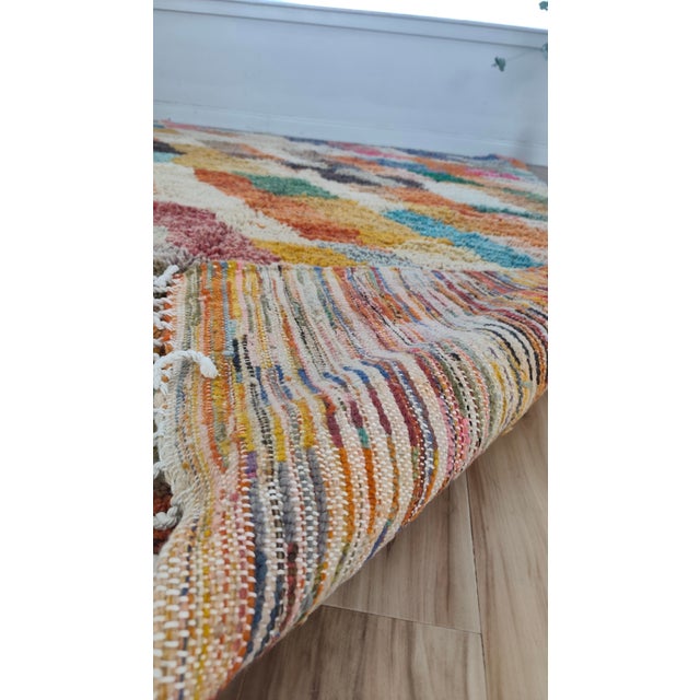 Handmade Moroccan Boujaad Rug, Rainbow Diagonal Chevron, 9' X 6'4" For Sale - Image 11 of 16
