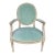 A French Country Classic | Louis XVI Fauteuil in Soft Celadon Velvet For Sale