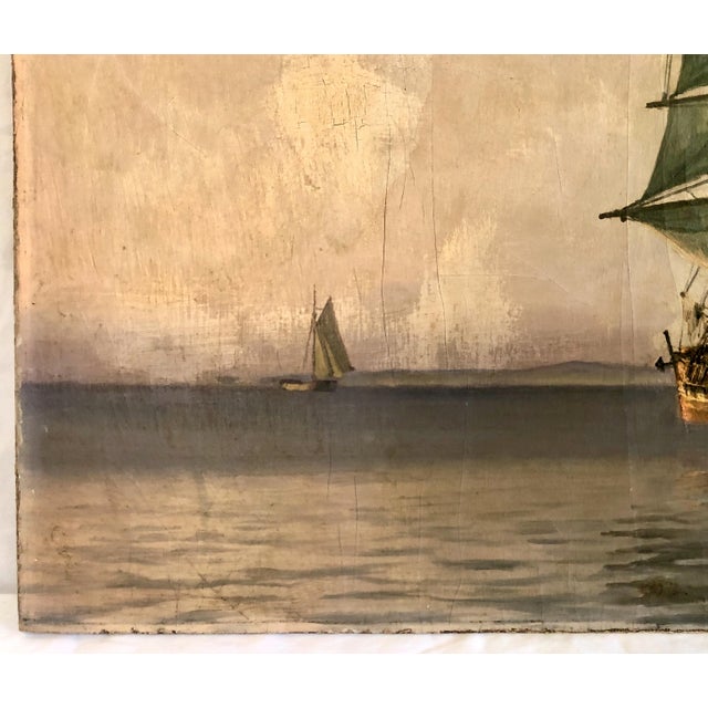 Signed 1915 Danish Marine Painting by Alfred Theodor Olsen (1854-1932) For Sale - Image 4 of 7