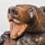 Hand-carved wooden bear scene (Kibori Kuma). Typical carvings of the indigenous Japanese people, the Ainu. Bear and cub on...