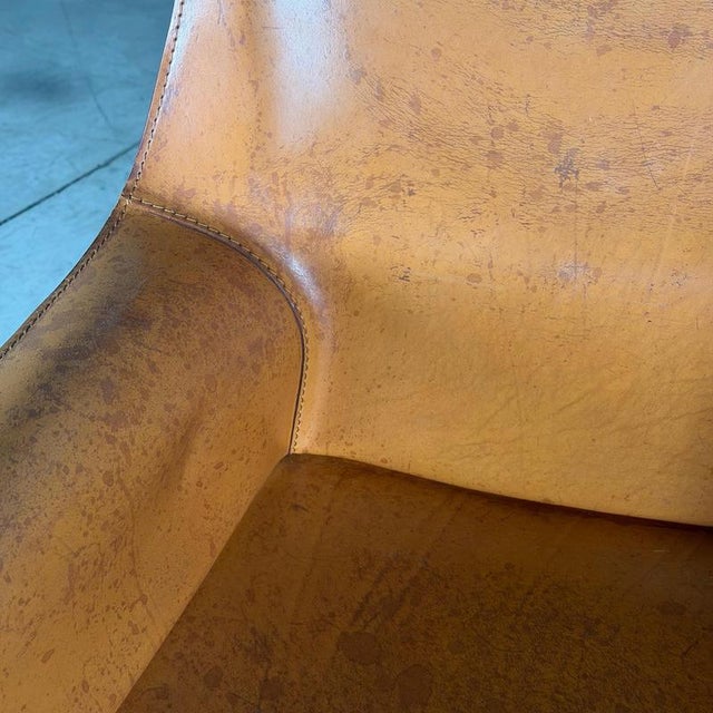 CAB 413 Armchairs in Cognac Leather attributed to Mario Bellini for Cassina, 1970s, Set of 2 For Sale - Image 9 of 16