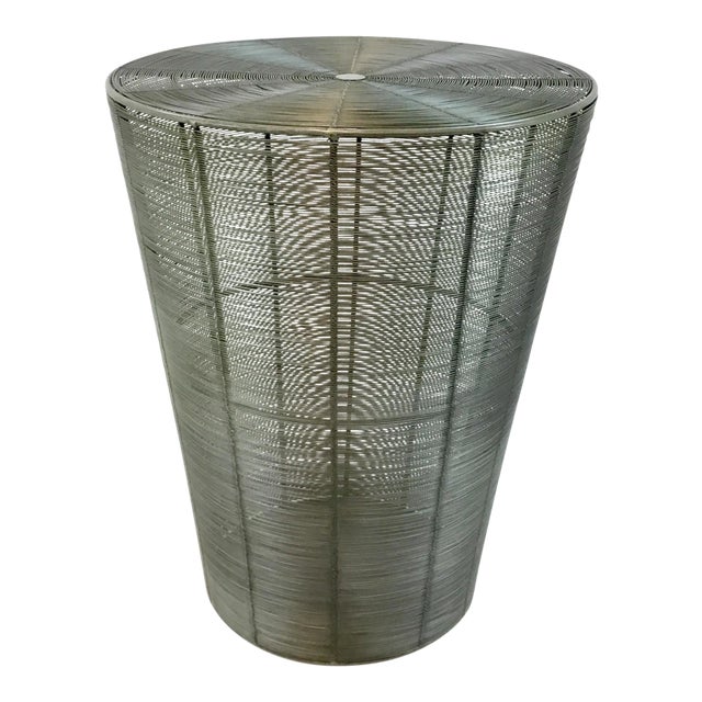 Arteriors Industrial Metal Basket Side Table For Sale