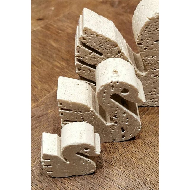 1970s 1970s Mannelli F.Lli Travertine Ornament Minimalist Style Swans- Set of 3 For Sale - Image 5 of 13