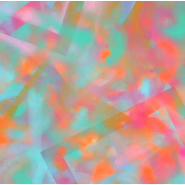 Abstract Expressionism "Pink and Cyan Abstract" Contemporary Abstract Expressionist Acrylic Painting For Sale - Image 3 of 6