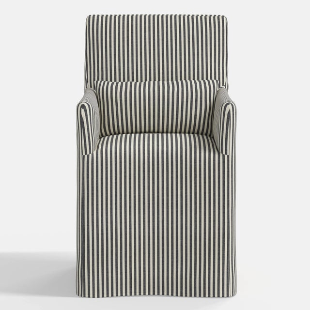 Cloth & Company Stoffer Home x Cloth & Company Lindy Slipcover Dining Arm Chair in Jane Stripe Carbon For Sale - Image 4 of 8