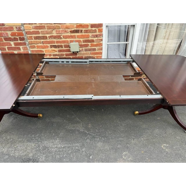 Kindel Furniture Kindel Oxford Georgian Style Mahogany Double Pedestal Extension Dining Table With 4 Leaves For Sale - Image 4 of 17