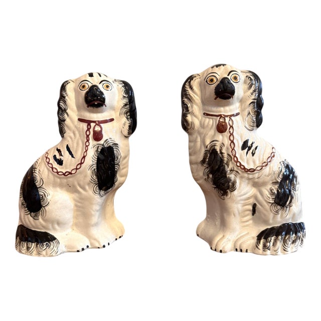 Antique Victorian Staffordshire Dogs, 1880, Set of 2 For Sale