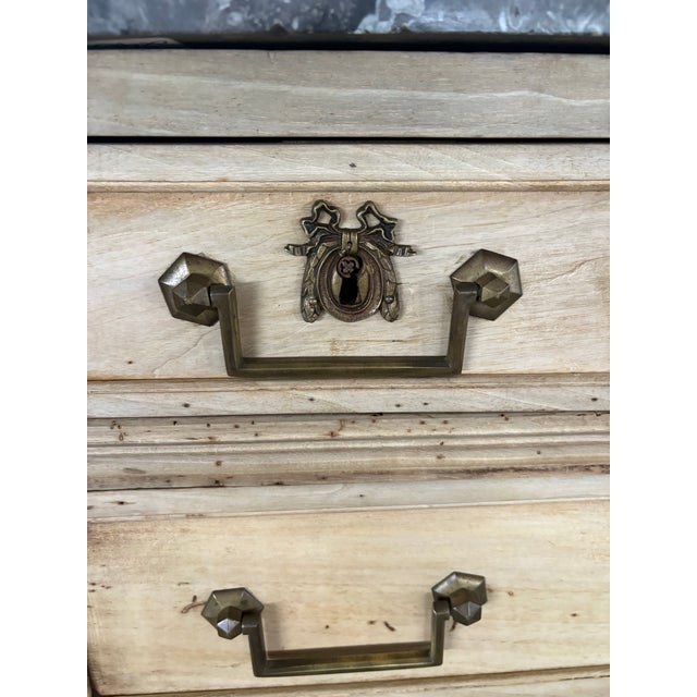 Wood French Louis XVI Style Bleached Commode With Gray Marble Top For Sale - Image 7 of 9