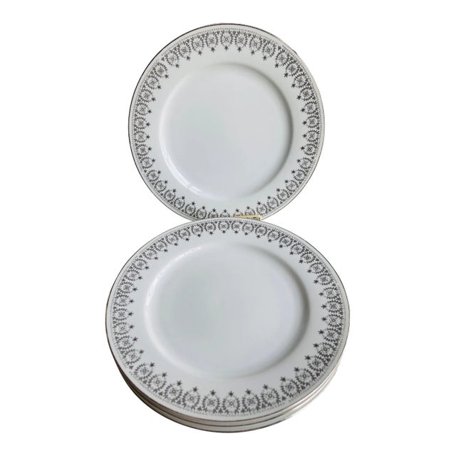 Vintage Silver Lace Fine China Dinner Plates Set of 4 Chairish
