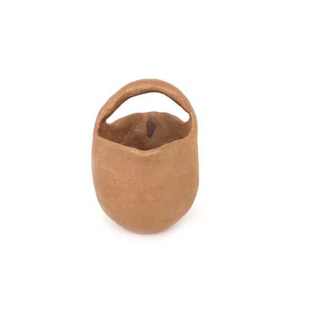 Taos Pueblo Micaceous 5.25" Clay Pot W Handle Native American Pottery For Sale - Image 4 of 8