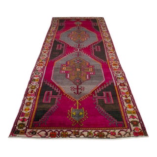 Vintage Hand Knotted Turkish Area Rug Large Runner Rug Gallerie Rug- 5′9″ X 16′3″ For Sale