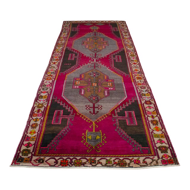 Vintage Hand Knotted Turkish Area Rug Large Runner Rug Gallerie Rug- 5′9″ X 16′3″ For Sale