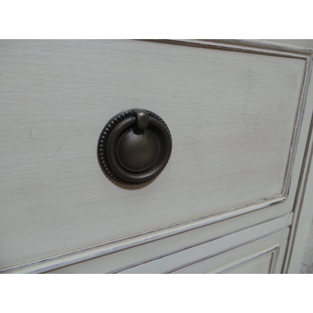 Antique White Gustavian Style Unique Deep 3 Drawer Chest of Drawers For Sale - Image 8 of 12