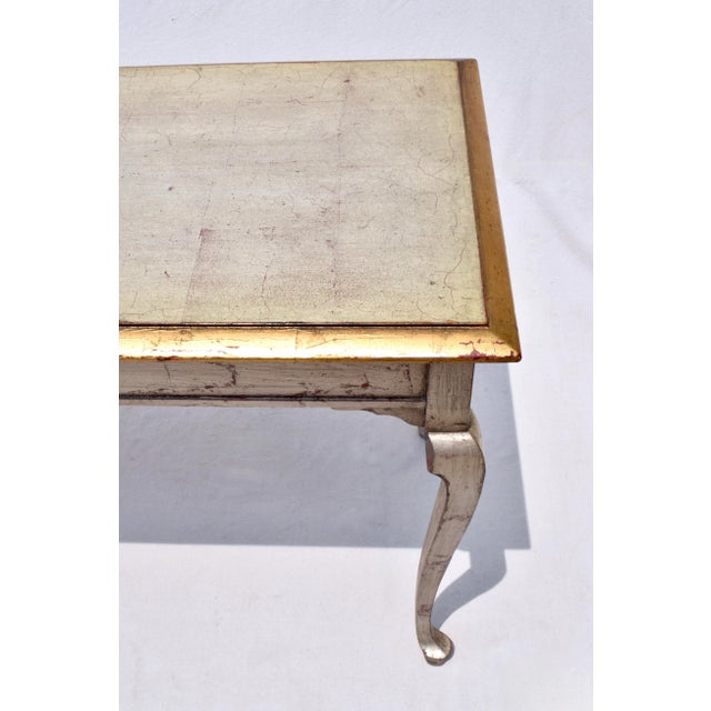 Vintage Gilt Console Table Hollywood Regency Style, Antiqued Silver and Gold For Sale - Image 10 of 10