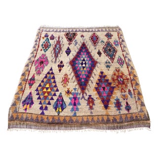 Moroccan Vintage Azilal Rug - 4′11″ × 5′3″ For Sale