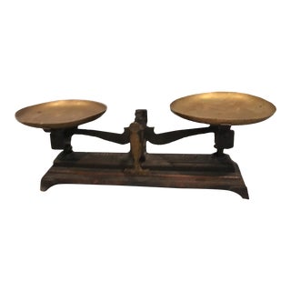 19th Century Iron and Brass Grocery Food Scale For Sale