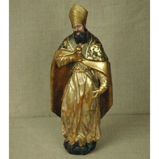 Wood Gilded Venetian Statue of a Bishop For Sale - Image 7 of 7