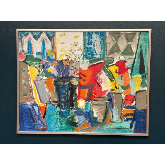Eric With, Still Life with Flowers, 1950s, Oil Painting on Canvas, Framed For Sale - Image 12 of 17