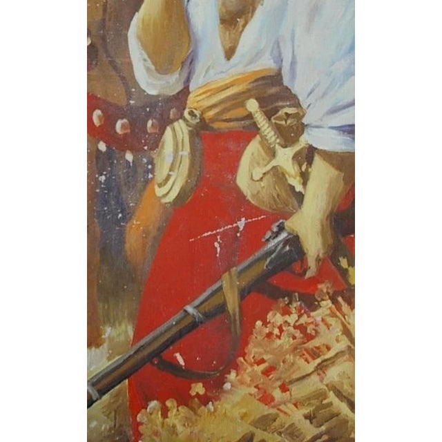 Ukrainian Cossacks Painting, Antique Soviet Art, 1970s Oil on Canvas (130-80) For Sale - Image 6 of 6