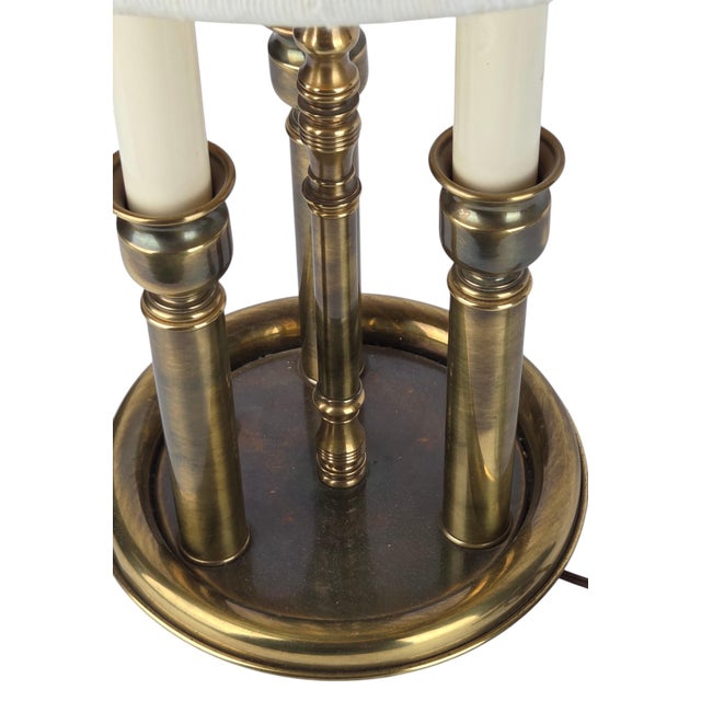 Brass Vintage Brass Bouillotte Lamp With Drum Shade For Sale - Image 8 of 14