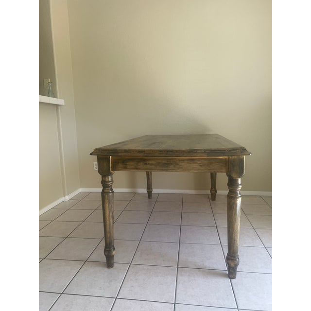 Hand-Refinished Solid Wood Farmhouse Table - Timeless Rustic Charm For Sale - Image 4 of 11