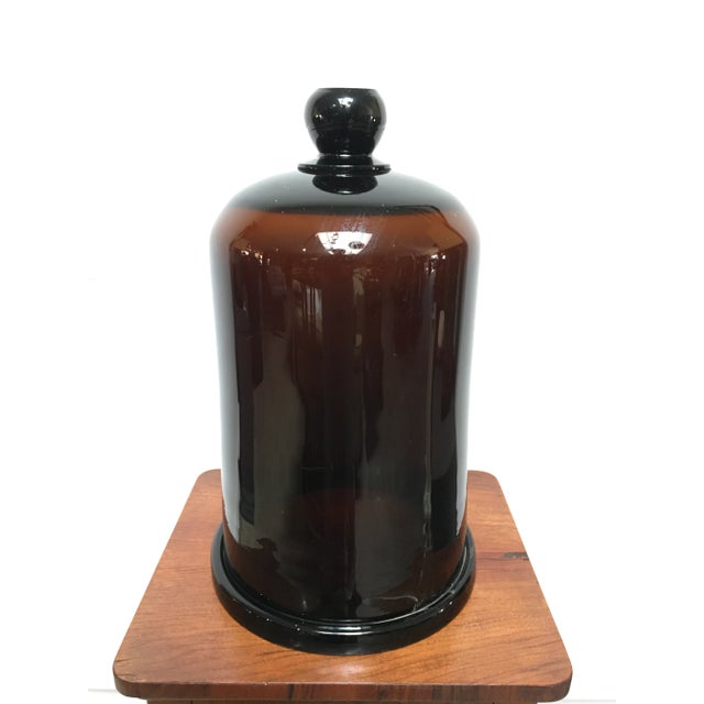 Chestnut Antique Amber Glass Apothecary Dome Cloche With Ground Glass Finial For Sale - Image 8 of 8
