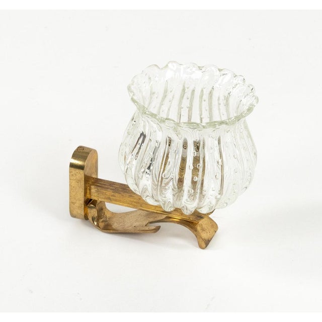 Gold Mid-Century Sconces in Glass and Brass in the style of Barovier and Toso, Italy, 1960s, Set of 2 For Sale - Image 8 of 17
