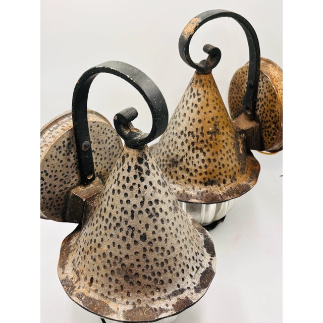 1950s Vintage Witch’s Hat Cast Metal Porch Light Sconces - A Pair For Sale In Atlanta - Image 6 of 12