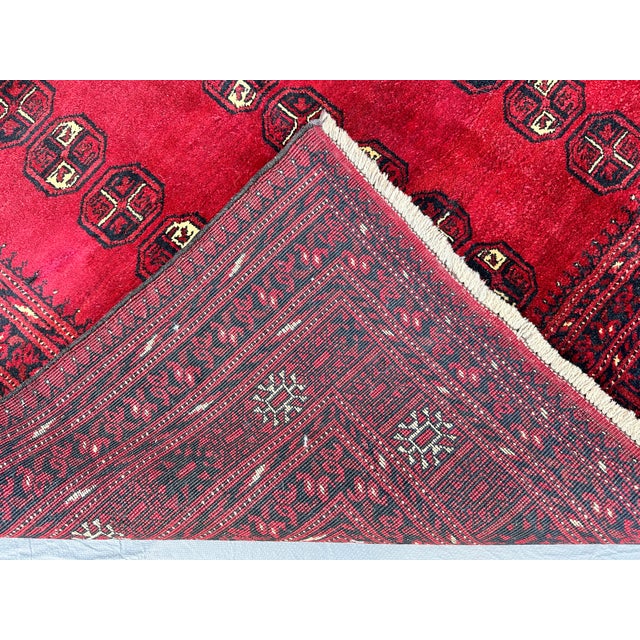 Red Bokhara Hand-Knotted Wool Rug - 7'3" X 5'4" For Sale - Image 11 of 11