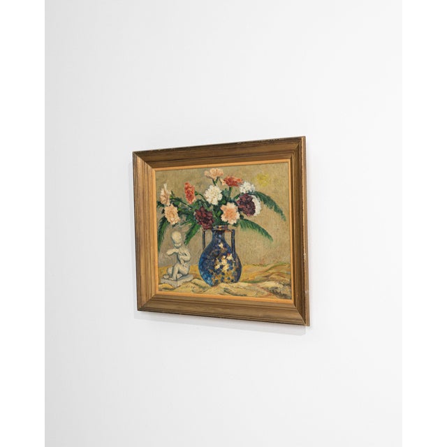 1940s France Pink Canvas Painting For Sale - Image 11 of 15