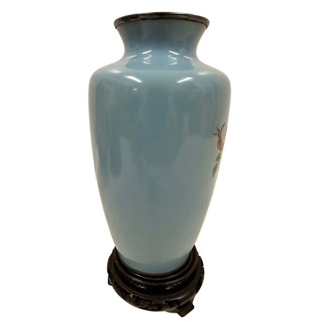 Blue Mid-20th Century Vintage Japanese Cloisonné Vase - Shippō-Yaki For Sale - Image 8 of 12