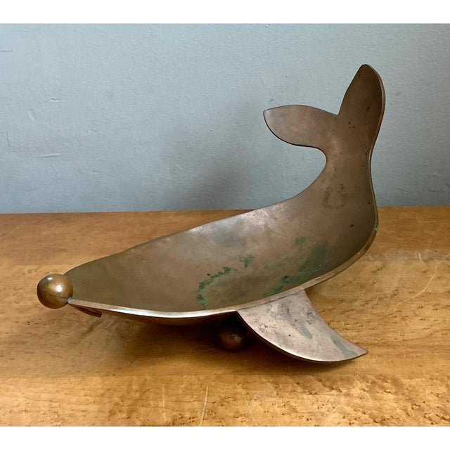 Vintage Sculptural Metal Whale Bowl For Sale - Image 4 of 12
