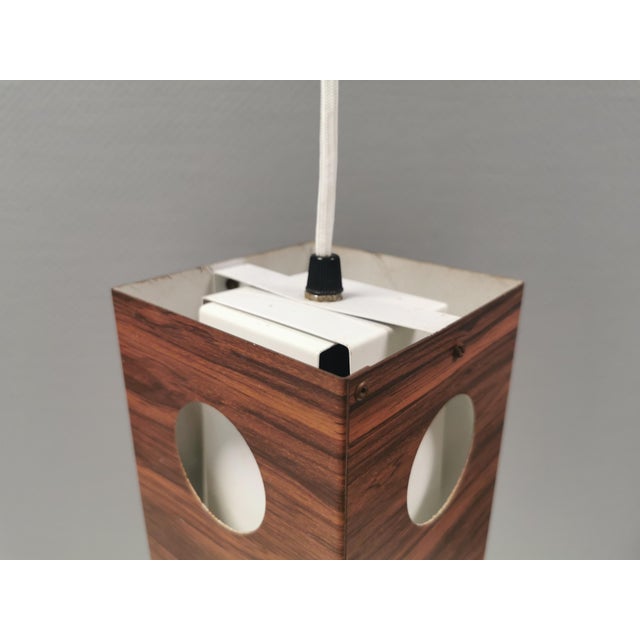 Brown Square Hanging Lamp attributed to J. J. M. Hoogervorst for Anvia Almelo, Netherlands, 1960s For Sale - Image 8 of 11