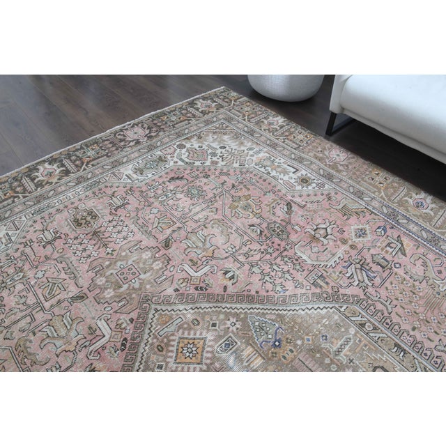 1970s Vintage Persian Handmade Wool Cotton Light Brown Area Rug For Sale - Image 4 of 11