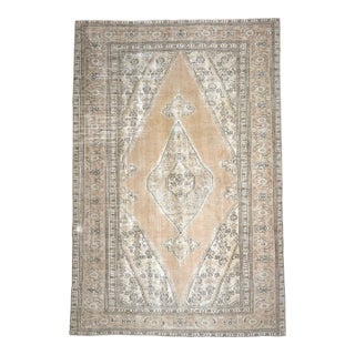 1970s Vintage Persian Handmade Wool Cotton Beige Area Rug For Sale