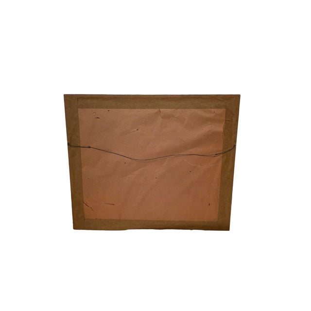 Wood Mid 20th Century Signed Japanese Silk Painting | Japandi Moonlight Waterfall Landscape in Rustic Bamboo Frame For Sale - Image 7 of 8