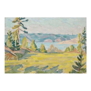 1949 Richard Aich Landscape Oil on Wood