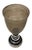 Hollywood Regency Vintage Smoked Glass Hurricane Candle Holder With Black & White Bone Inlay Base For Sale - Image 3 of 12
