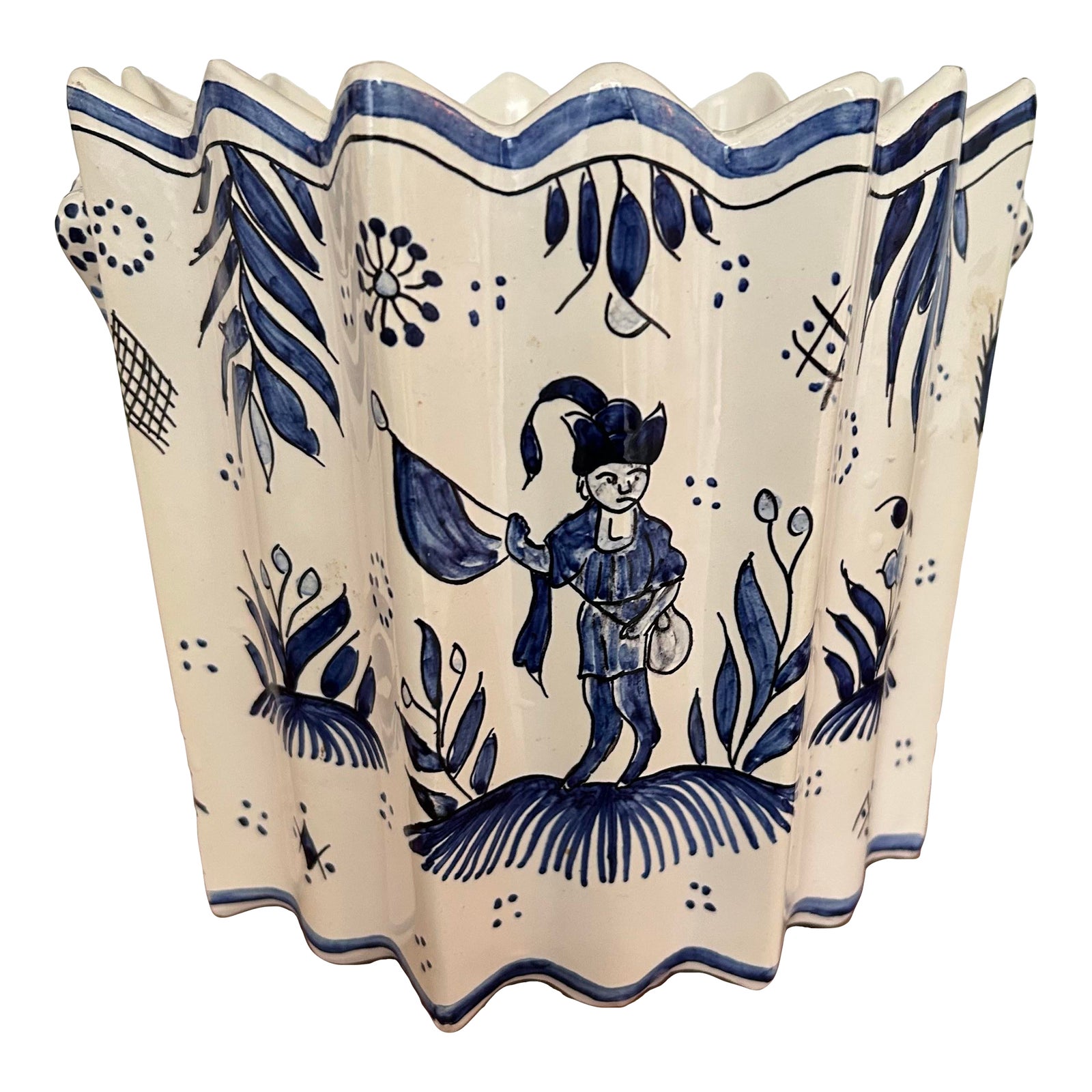 1950s French Provence Fluted Cache Pot | Chairish